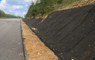 Install geotextiles, such as green mats, on embankments